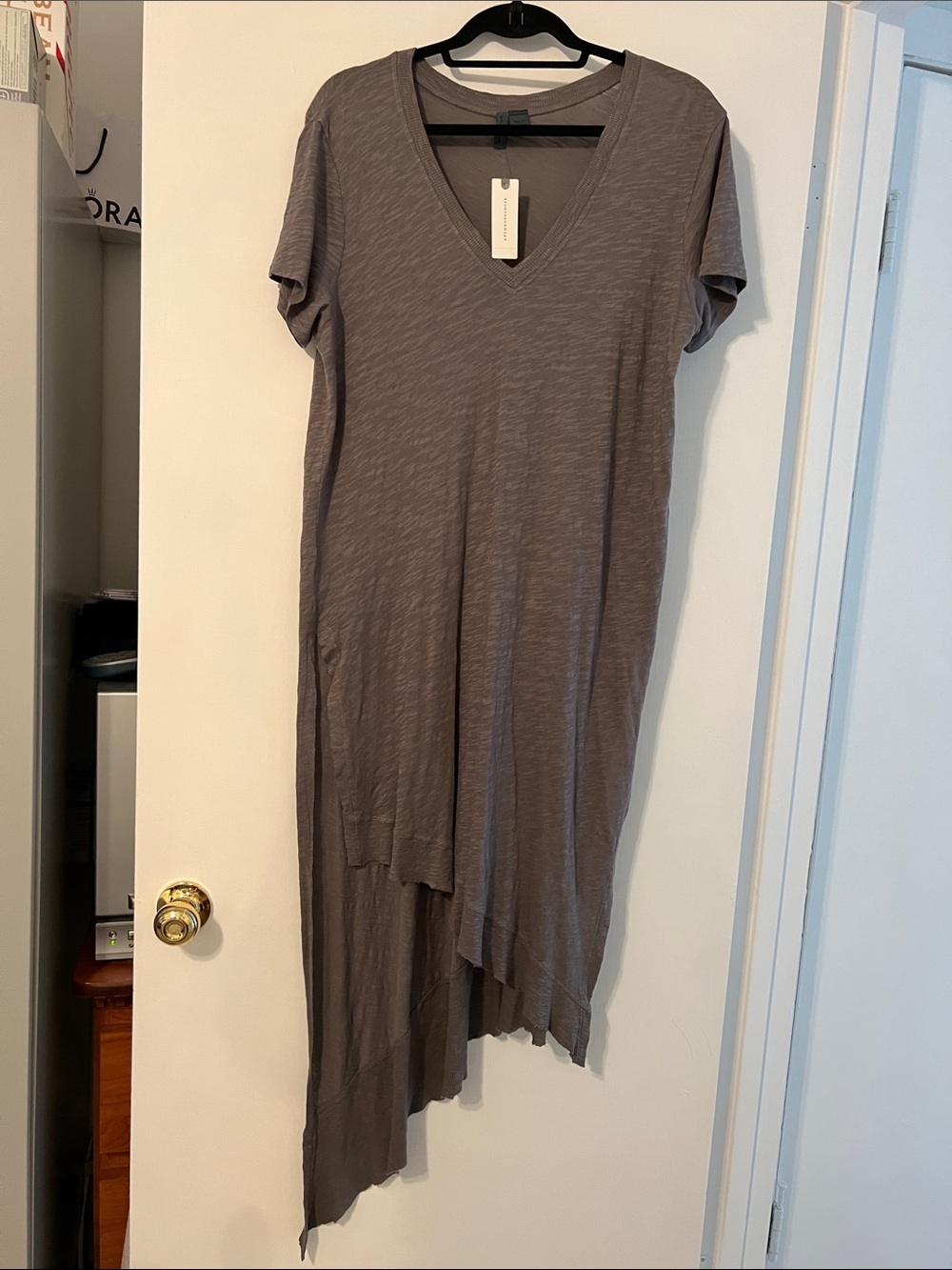 Anthropologie Asymmetric Maxi Dress in Taupe